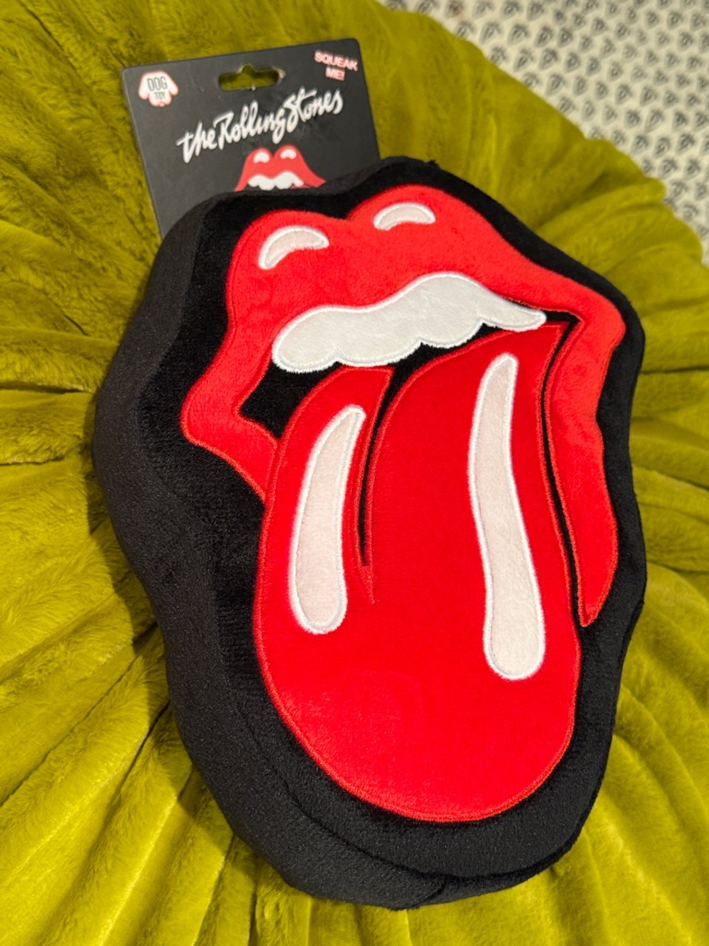 The Rolling Stones DOG Plush Toy - Red & Black Tongue Logo - SQUEAK ME!